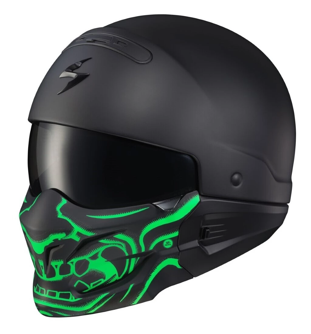 Scorpion EXO Covert Samurai Glow-In-The-Dark Face Mask Dark Green [Open Box] - Image 2